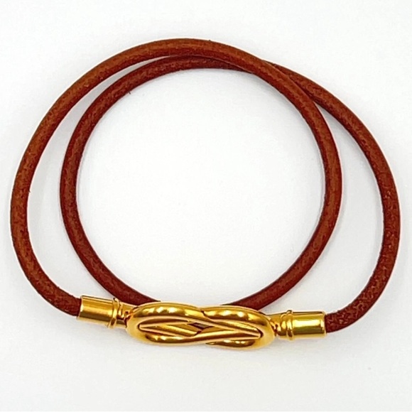 Hermes 2-row Atame GD Leather Bracelet - Picture 13 of 15